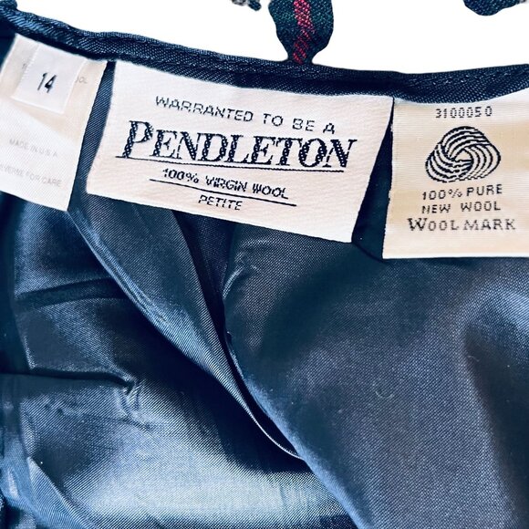 Vtg Pendleton Wool Plaid Pencil Skirt Sz 14P High-Waisted Green Blue Red Back Sl - Picture 8 of 12